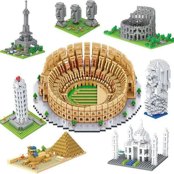 Mini Architecture Rome Colosseum Egypt Pyramid Sphinx Diamond Brick Taj Mahal Big Ben Pisa Tower Model Building Micro Block City 26H0420