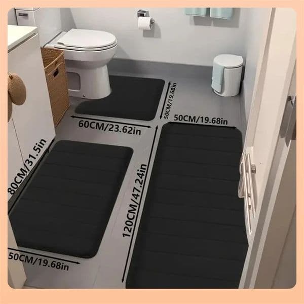 3pcs Fast Absorbent Memory Foam Strip Floor Mat SetSoft and ComfortableShower Room CarpetKitchen Area Rugs 260109BJ