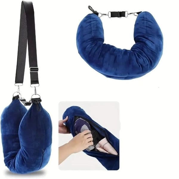 Waterproof Travel Neck Pillow Portable Comfortable Fillable Pillow Soft Adjustable Strap Portable Pillow Outdoor Use 251201BJ