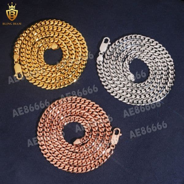 Hot Sale Fashion Rapper HipHop Cuban Link Chains Mens S925 Necklace 5mm 925 Sterling Silver Moissanite Cuban Chains Gift Box