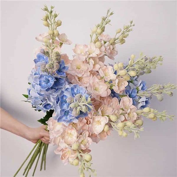 4Pc Feel Moisturizing Delphinium To The Touch Real Artificial Flowers Wedding Flower Arrangement Party Home Decor Hyacinth Flore T260420
