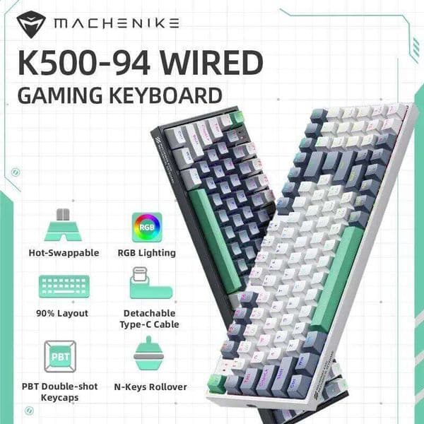 MACHENIKE K500 Mechanical Wired Gaming Keyboard K500-B94 Hot Swappable 94 Keys 90% Layout RGB BackLight for PC Laptop 26L0420