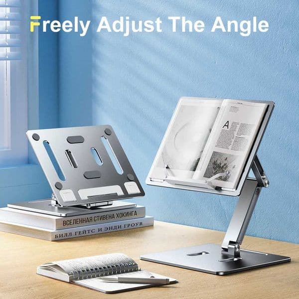 Aluminum Laptop Stand Height Angle Adjustable Reading Stand with Foldable Base Notebook Desktop iPad Stand Tablet Stand Holder S26420