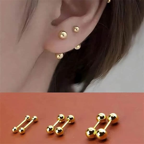 6PCS 16G Steel Earrings Set 3/4/5mm 3-in-1 Ball Barbell Screw Studs - Helix/Tragus/Daith Piercing Jewelry Hypoall 260323BJ