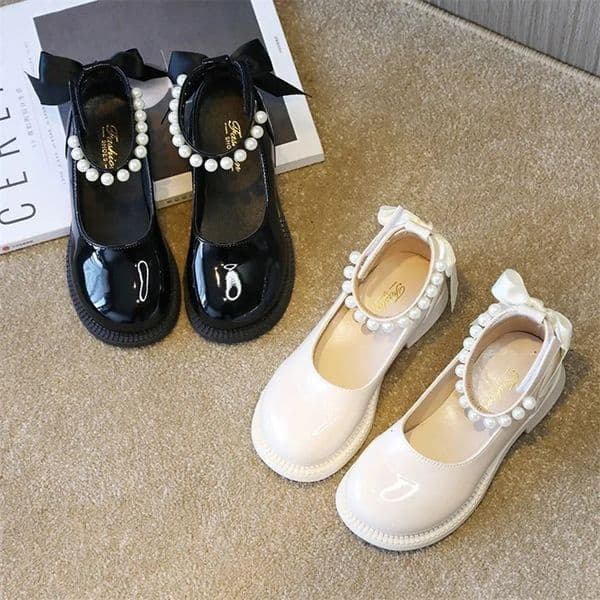 Spring Autumn Girl Glossy Leather Shoes Fashion Children Princess Causal Dress Flats Sweet Bowtie Kids School Mary Jane Shoes 260409BJ