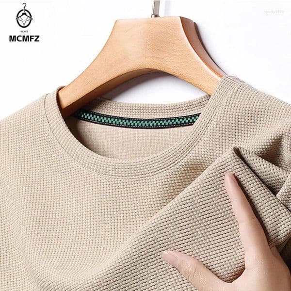 Men's T Shirts Summer Waffle Round Neck Short Sleeved T-shirt For Top