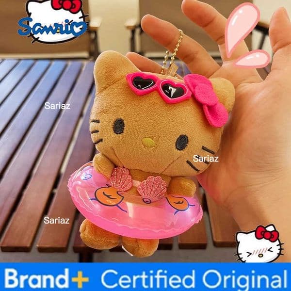 Sanrio Female Bag Decoration Hawaiian Float Series Anime Cartoon Doll Keychain Cute Backpack Swimming Circle Doll Trendy Toy H260421