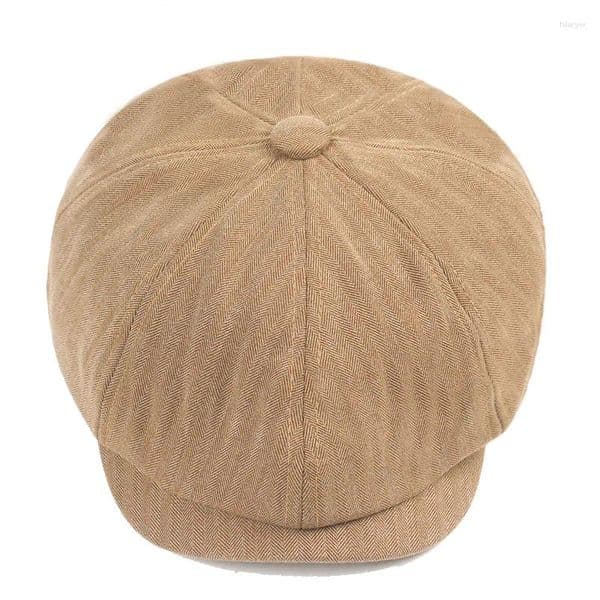Berets Solid Color Cotton Sboy Cap Peaky Octagonal Hat Vintage Women Men Casual Sun Visor Gatsby Flat Ivy