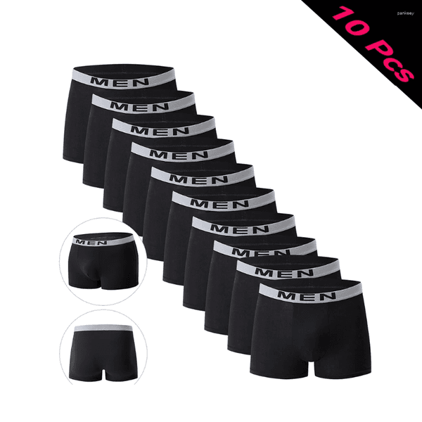 Underpants 5/10pcs/set Men's Underwear Black Color Men Underpant Youth Casual Sports Fashionable Boxer Shorts Home Pant For