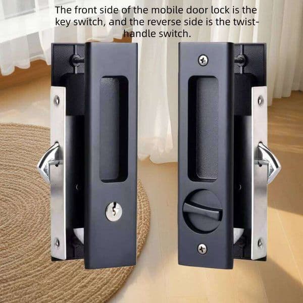 Black Indoor Balcony Kitchen Handle Bathroom With Key Mobile Sliding Door Hook Lock 26Y0421