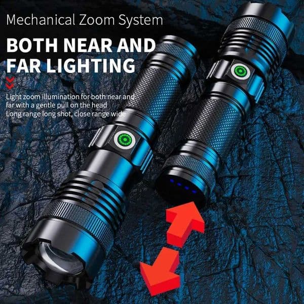 100000 Lumen Super Bright Spotlight Long Range D Flashlight Built-in Battery USB Charging Waterproof Portab Cam TorchT260421