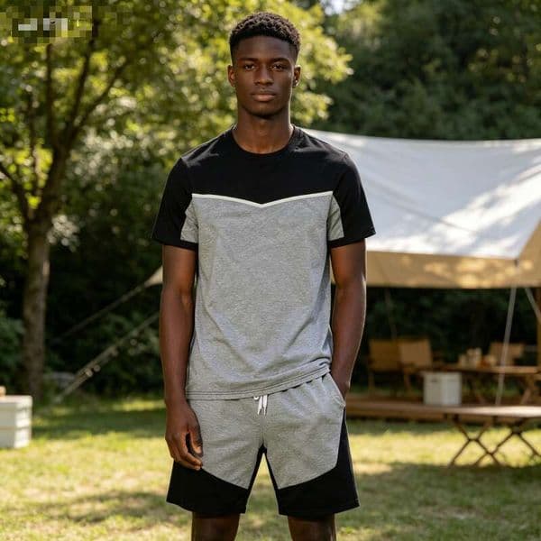 new summer mens 2pcs clothing set 95 cotton 170g european american style highend brand sporty casual short sleeve suit