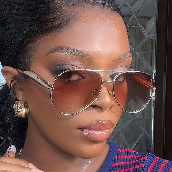 New Large Frame Sun Protection Double Bridge Aviator Style Unisex Outdoor Driving Personality Trendy Sunglasses