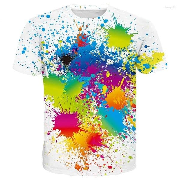 Men's T Shirts Summer Trendy Color Pigment Pattern 3D Printed T-shirt For Casual Street Wear Loose And Breathable Short Sleeve Design