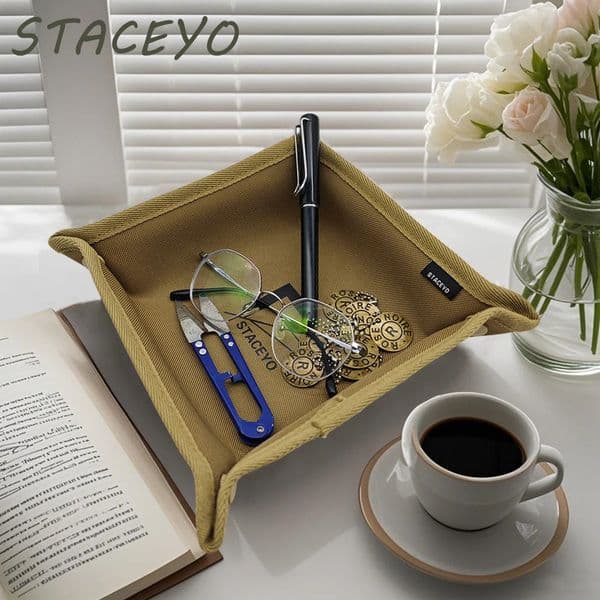 1PC khaki office desktop storage tray home tools for organization outdoor camping Oxford fabric foldable 260421