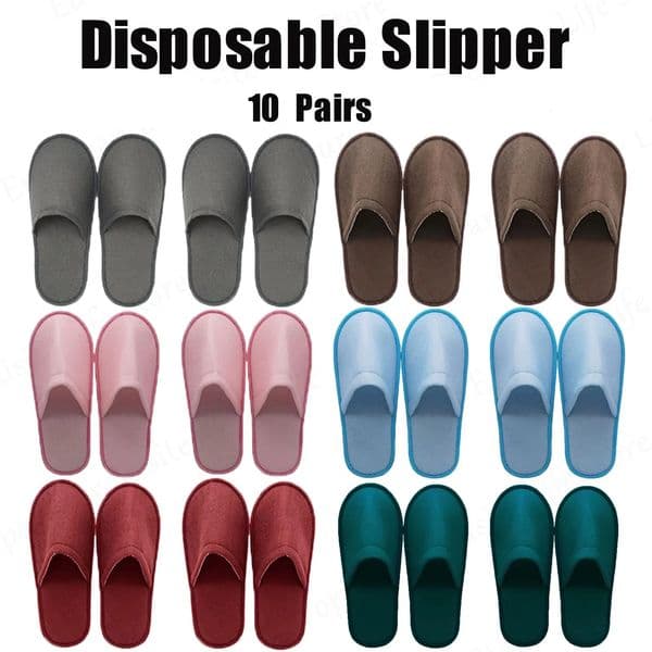 10 Pairs Disposable Slipper Non-Slip Closed Toe House Slippers Unisex Brushed Plush Slides for el Travel Households Shoes 260420