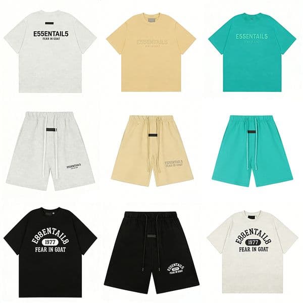 designer essentials shirt mens breathable essentials shorts solid color short sleeve clothes Fashion cotton overcoat tshirts streetwear for man tops shirts