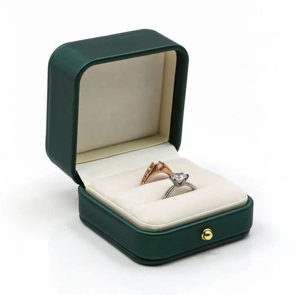 Vintage Double Slots Ring Jewelry Box For Wedding Proposal Engagement Ring Box Gift Organizer Storage PU Leather Packaging Case 260421