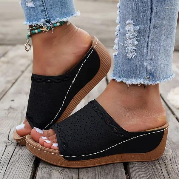 Slippers Summer Shoes Sandals Women Soft Ladies Slip On For Wedge Plus Size Footwear Slipper Female