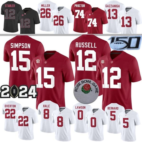Alabama Football Jersey College Ty Simpson Keelon Russell Germie Bernard Kadyn Proctor Deontae Lawson Keon Keeley LT Overton Edwards Hale Brooks Horton Mbakwe