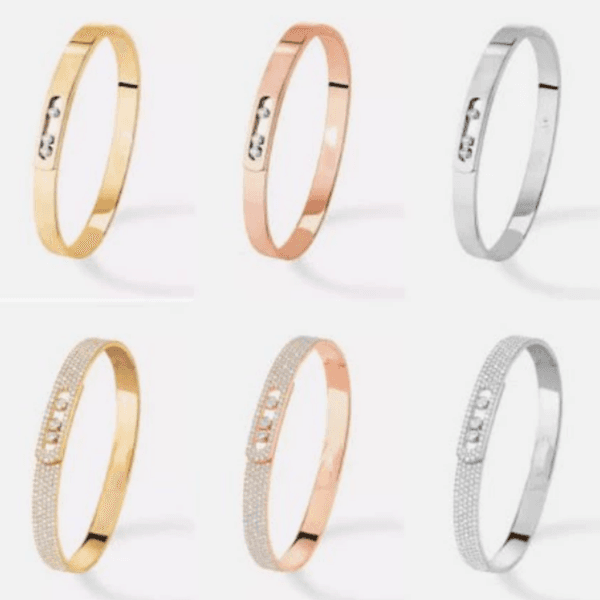European and American letter three-diamond ring with a sliding bangle and smooth surface Q260603