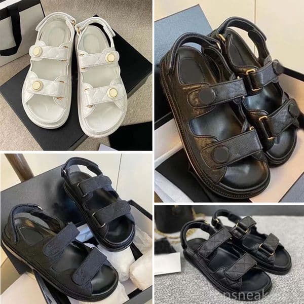 High Quality Cowhide Beach Sandals Candy Color Flats Shoes Women's Leisure Designer Outdoor Luxury Slipper Women's Flat Bottom Comfort Sandals
