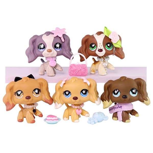 5 pcs lps Pet Toy Minilpsshop Cocker Spaniel 672 156 716 748 960 with Accessories for Kid Birthday Gift