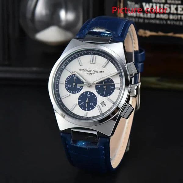 Frederiquelys Constantlys watch Mens Six Needles All Dial Work Quartz High Quality Brand Chronograph Clock Steel And Leather Belt FrederiqueityConstantwatch 88c