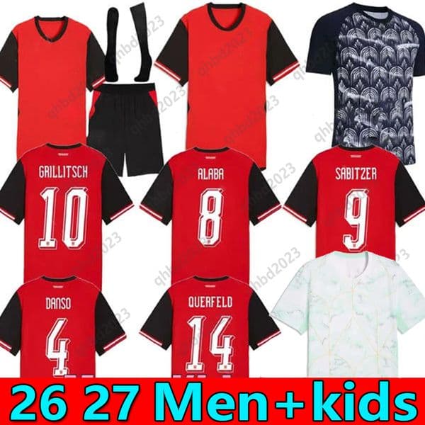 2026 2027 AustriaJerseys Soccer Jersey Souvenir Arnautovic Football Shirt Home Away Alaba Camisetas De Futbol Men Kids Sabitzer Lienhart Uniform