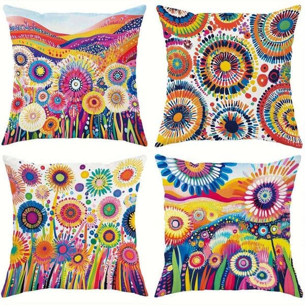 Home Decor Colorful Floral Decorative Covers Pattern Cushion Suitable For Sofa Bedroom Car Pillow Cover 26L0421 Pillow Case