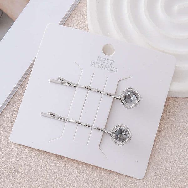 Korean Japanese style sweet girl metal hair clip, crystal hairpin, geometric design, fashionable and simple bangs side clip