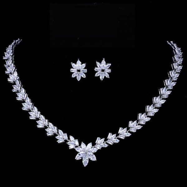 Emmaya y Cubic Zircon Crystal Bridal Jewelry Sets Little Flower Necklace Earrings Sets for Women Wedding Party Jewelry Gift 260418