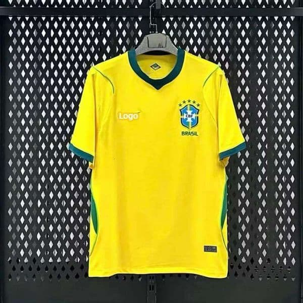 World Cup 2026 Brazil National Football Team Jersey Yellow Green Accents Short Sleeve Sports Shirt