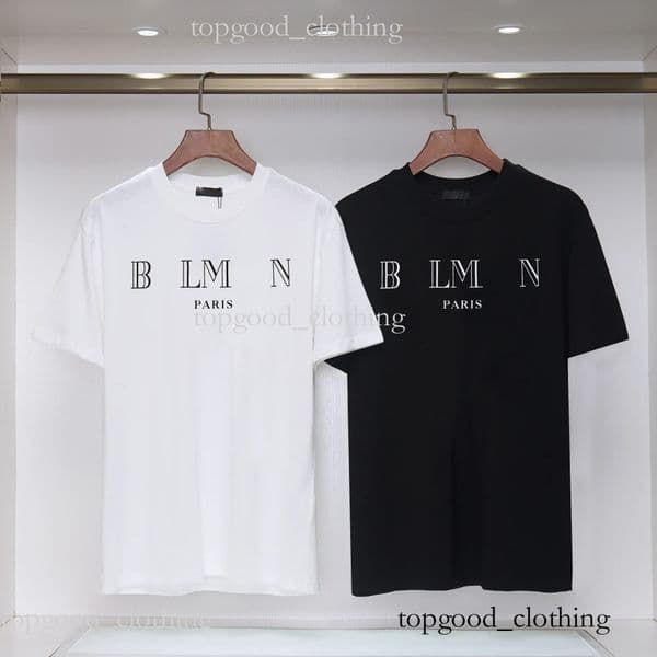 2026 AAA Balmainlys Shirt Designer Tees Balm T Shirts Brand Top Quality Pure Cotton Short Sleeve Shirt Simple Letter Printed Summer Casual Men Clothing be3