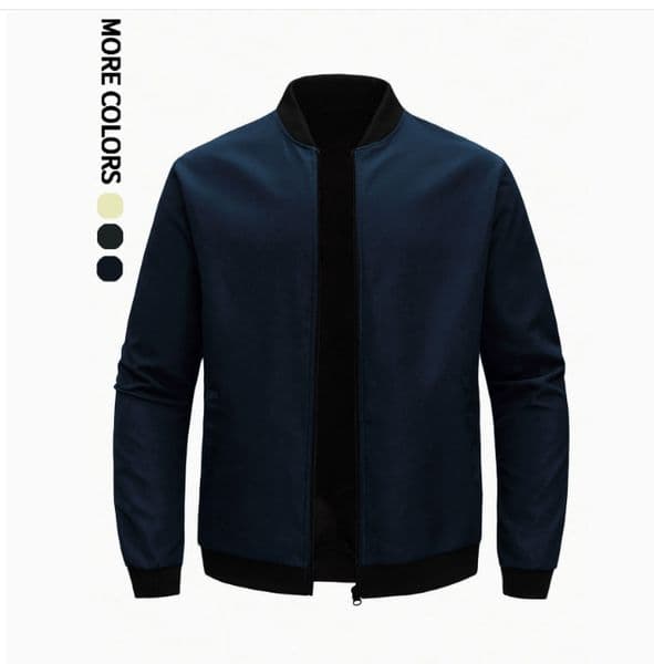 2024 Spring and Autumn New Baseball Collar Short Loose Solid Color Jacket Men's Business Casual Thin Coat Trend