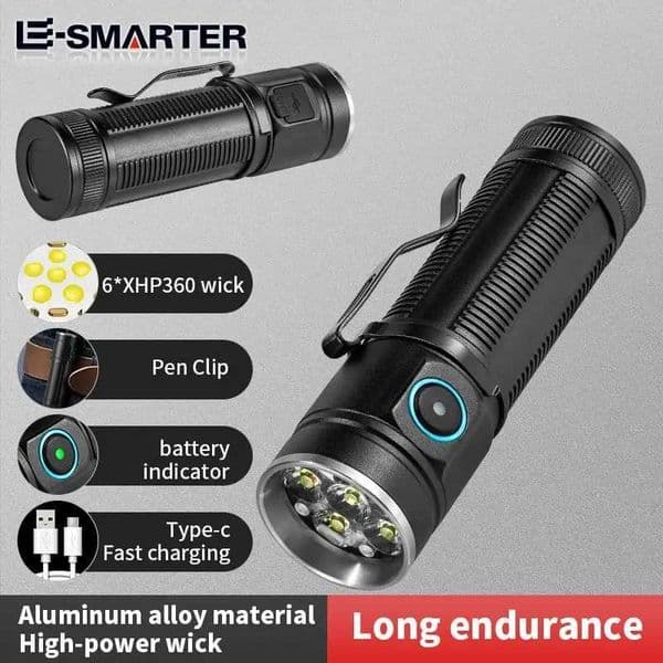 Powerful 6 D EDC Flashlights 3000Lumen Portab Rechargeab Torch Outdoor Waterproof Hiking Cam ergency Work LightT260421