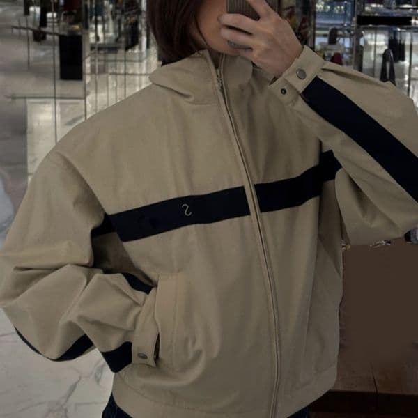 Trendy Retro Jacket Women Zipper Stand Collar Outerwear Designer Climbing Casual Jacket Interchange Jacket