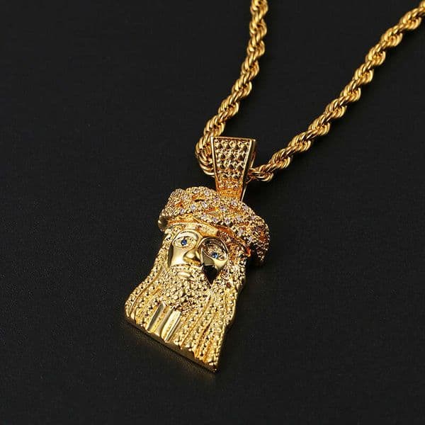 Designer men's Hip-hop jewelry stone portrait European and American gold-plated copper micro-inlaid zircon trendy necklace vintage choker necklaces
