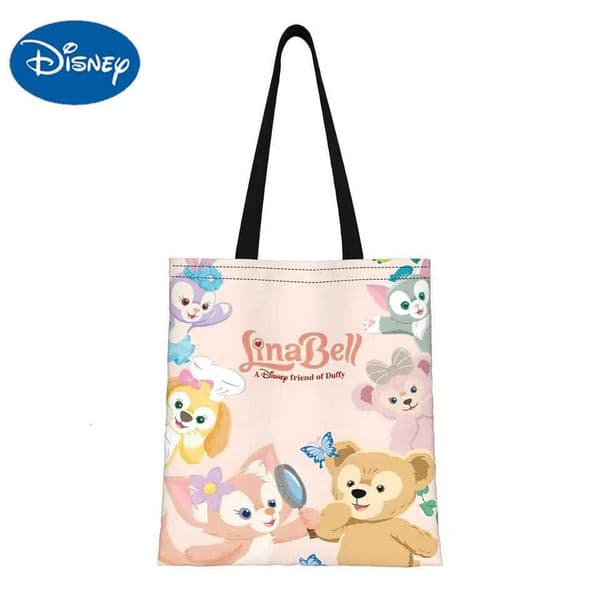 Disney 1PC Valentines Day Cartoon Duffy and friends Reusable Double Sided Canvas Tote Bag Shoulder LinaBell detective Handbag H260421