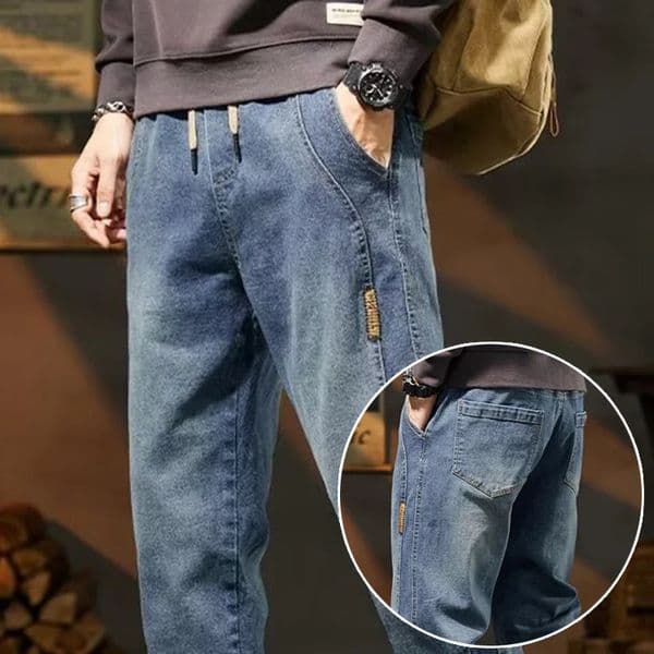 High Quality Mens Baggy Harem Denim Pants Vintage Streetwear Casual Trousers Comfortable Elastic Waist n Jeans Male 260402