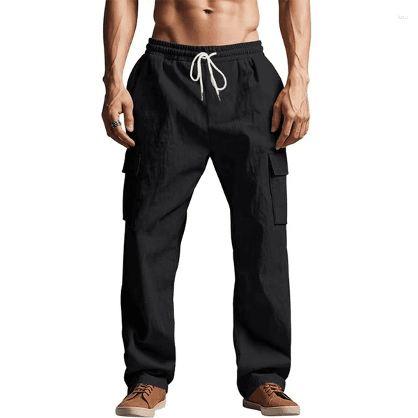 Men's Pants All-Season Lightweight Cargo Loose Breathable Wide Leg Casual Trousers