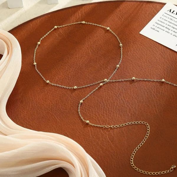 Adjustable Bikini Body Jewelry for Women Waist Chains Gold Plated Satellite Beads Rope Belly Belt 260420