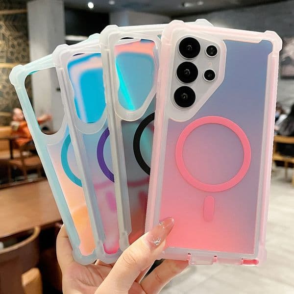 Shockproof MagSafe Phone Case for Samsung Galaxy S26 S25 Plus S24 Ultra S23 S22 Rugged Anti-Drop Protective Cover with Reinforced Corners Cute Gradient Case for Girls