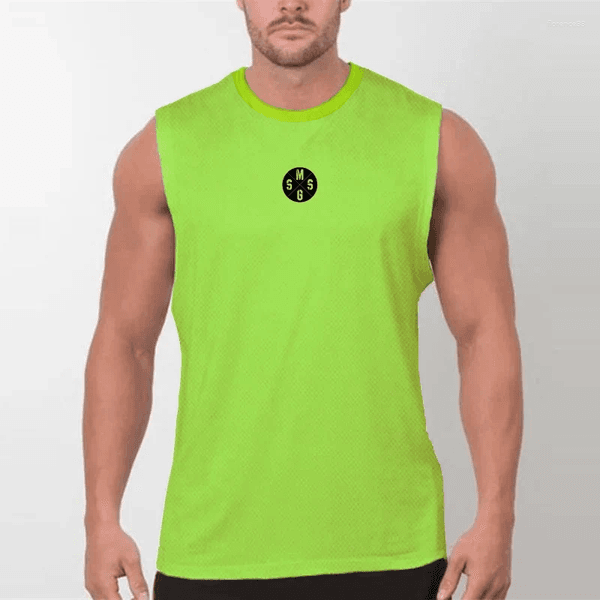 Men's Tank Tops Gym Fitness Brand Mesh Slim Top Training Comfortable Singlets Clothing Bodybuilding Quick Dry Vest