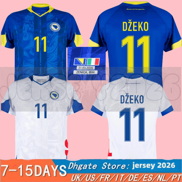 2026 Bosnia and Herzegovina Dzeko Soccer Jerseys 26 27 Home Away Men kids Players Fans Football uniforms Shirts kit Kit top quality