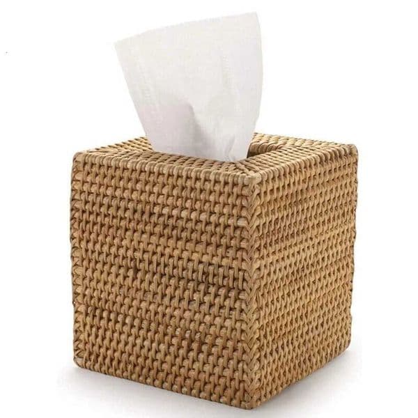 Square Rattan Tissue Box Cover Hand Woven er Tissue Holder 57x57x57 In For Home Living Room Office Bathroom C260421