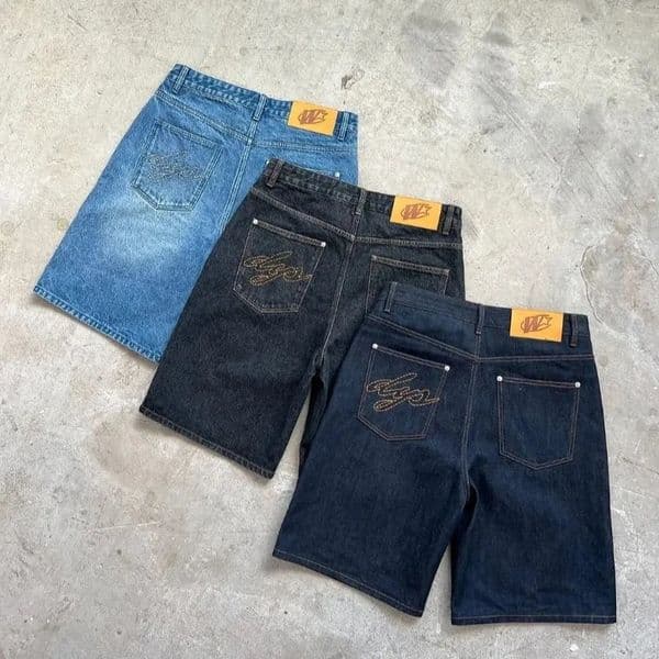 Summer Y2k Baggy Denim Shorts Retro Embroidered Letter Striped Graphic Zipper Short Men Women Clothing Trendy Hip Hop Streetwear 260420