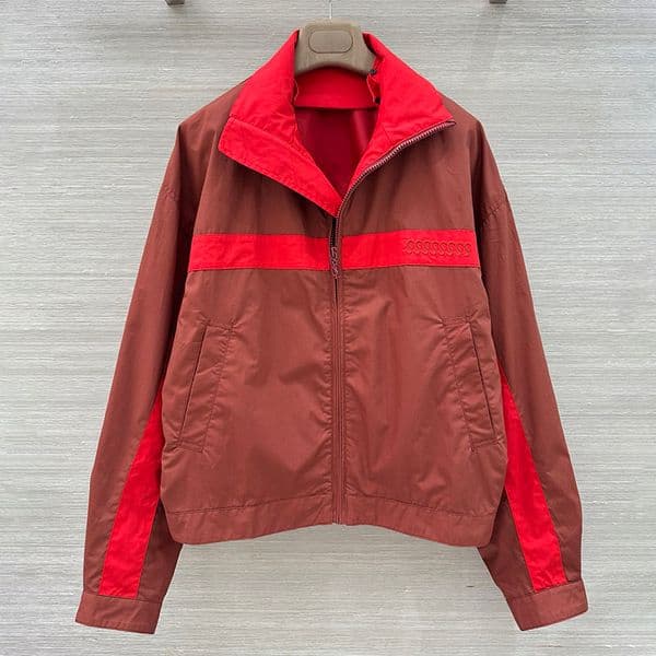 Letter Embroidered Striped Jacket Women Designer Color Blocked Zip Up Outerwear Designer Outdoor Vacation Versatile Windbreaker Jackets