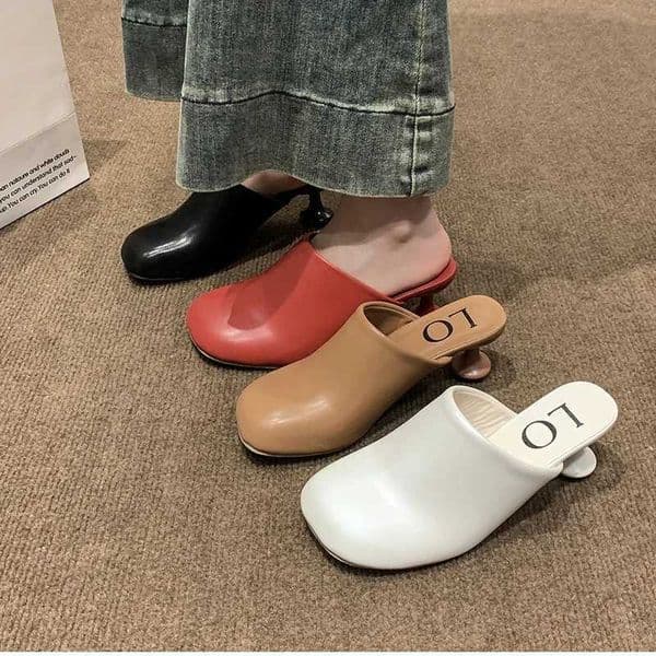 Summer Womens Cover Toe Mules Slippers Fashion Shallow Slip On Dress Slides Casual Dress Street Style Shoes J260421