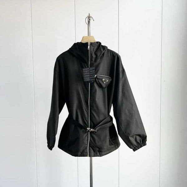 Women's Jackets Designer High-quality P-brand trendy Women waterproof recycled nylon jacket waist-cinching slim-fit windbreaker coat 33QY